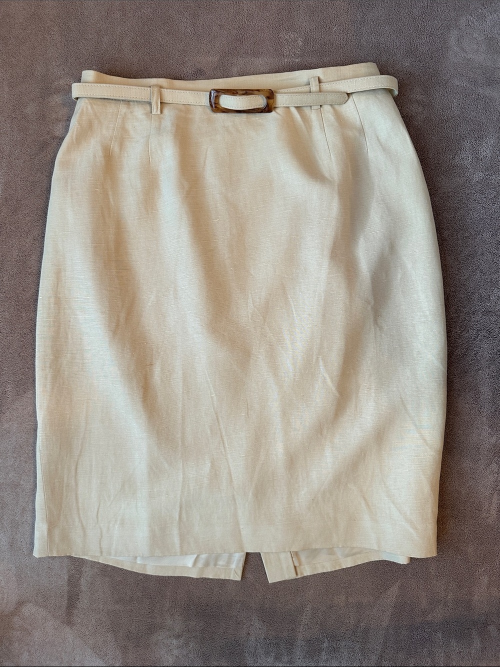 Vintage 90’s Liz Claiborne Silk & Linen Lined Pencil Skirt w/ Belt. Mid Knee 10